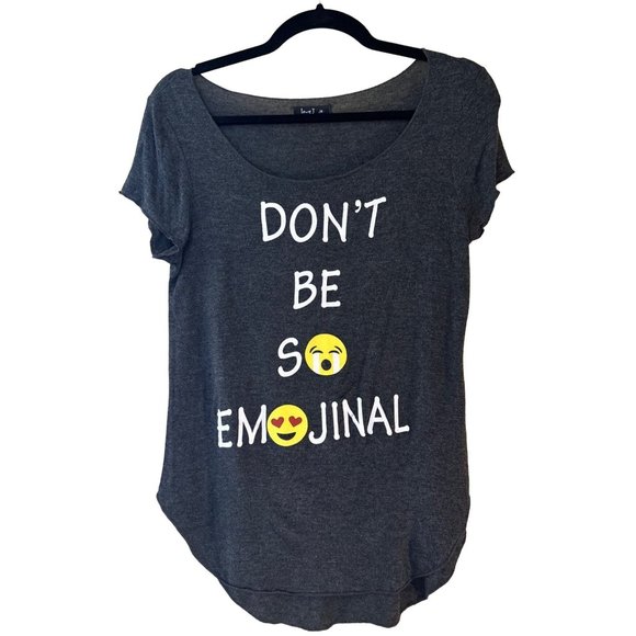 Don't Be So Emojinal by Love J U.S.A. T-Shirt Gray Size Women M Polyester Blend - Picture 1 of 5